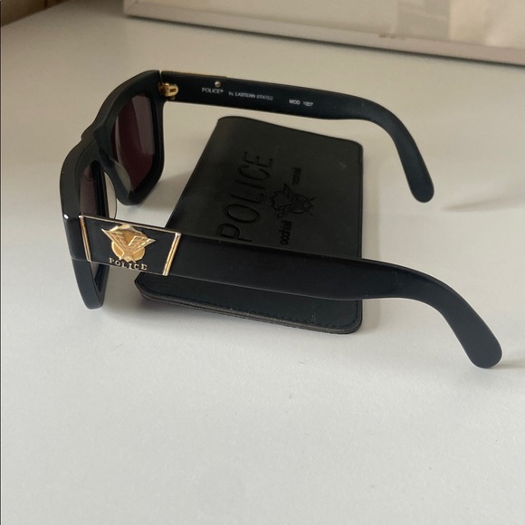 Police Matte Black Aviator Sunglasses Eastern States gold logo etching unisex - Picture 6 of 10